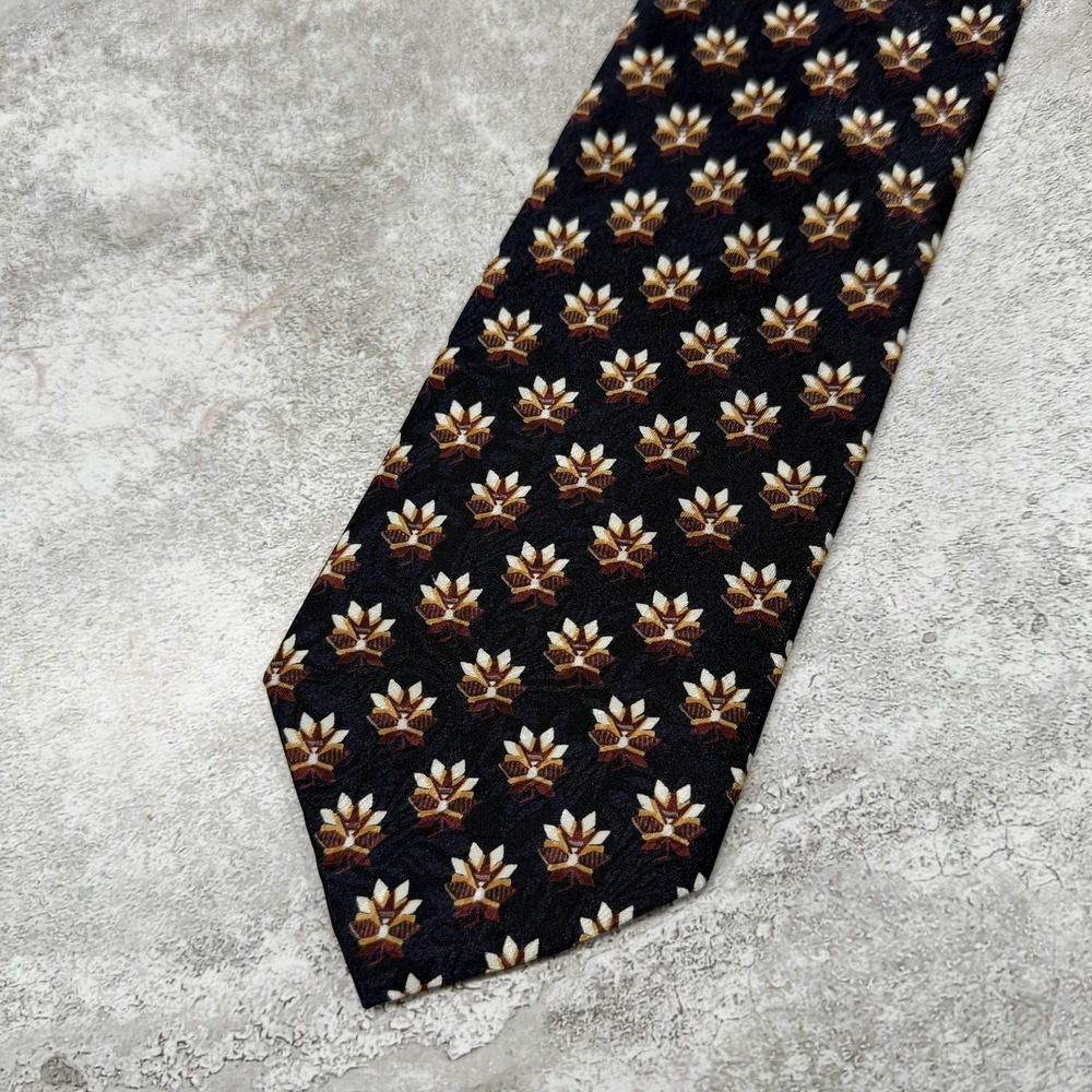 Christian Dior Polyester Tie Mens One Size Blue Floral Made In USA Necktie